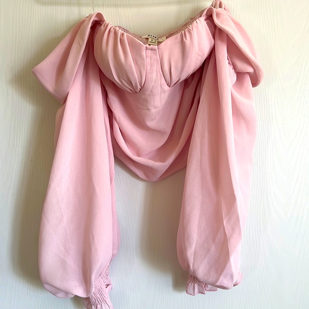 Privy pink long sleeve dressy M blouse